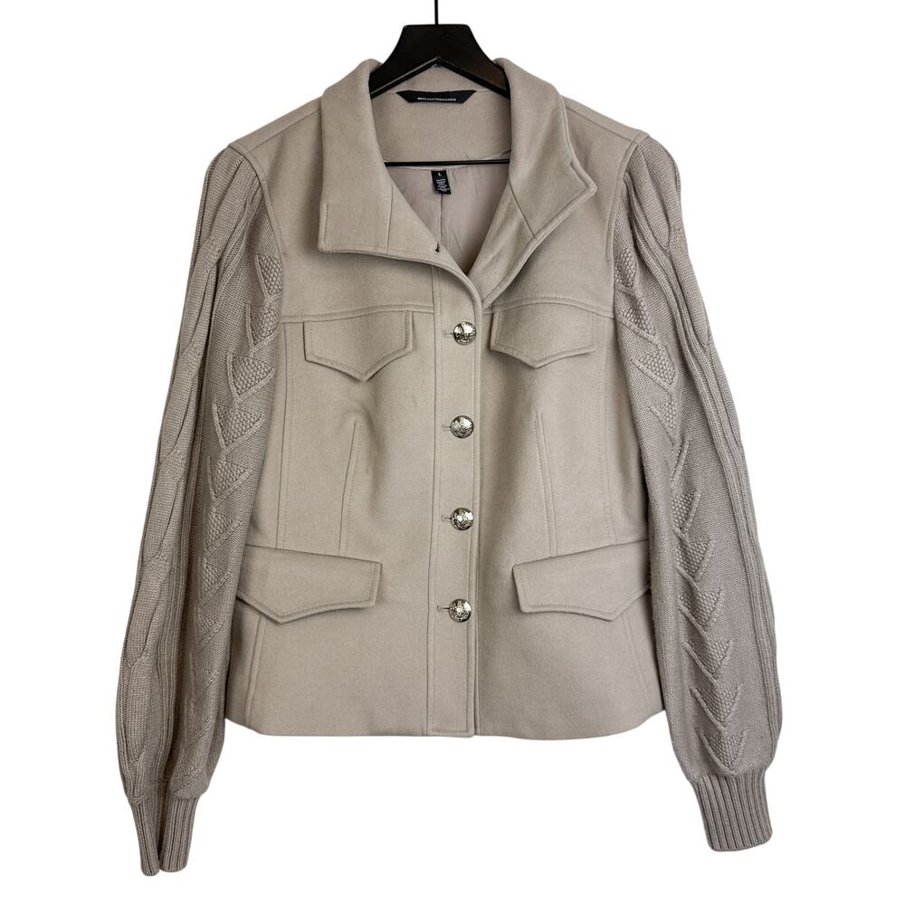 WHBM White House Black Market Sweater Sleeve Jacket Gray - L